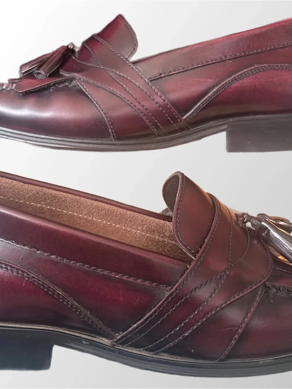 G.H. Bass & Co. Mens Retired Burgundy Clive Tassel Penny Loafers Sz. 9.5